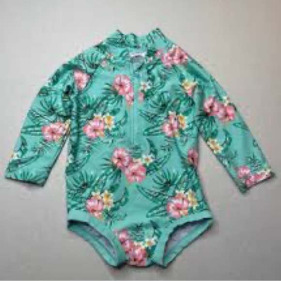 Long Sleeve Swimsuit Floral Printed Bathing Suit
